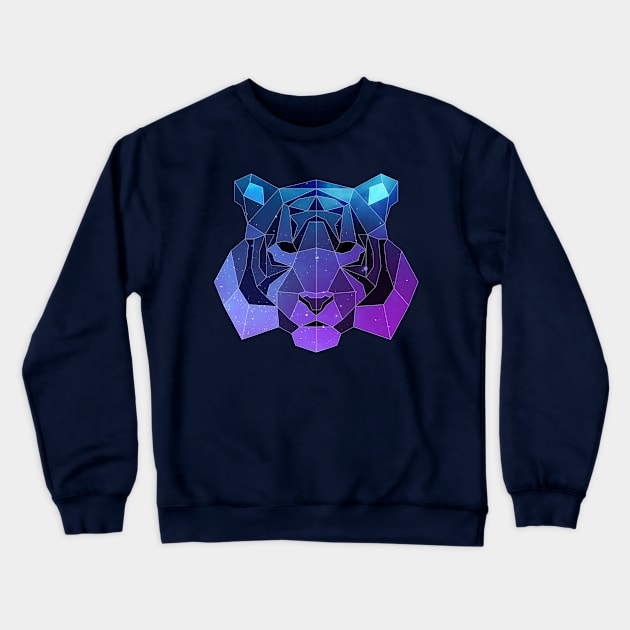 Galaxy Tiger Geometric Animal Crewneck Sweatshirt by Jay Diloy